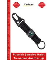 Özel Üretim Outdoor Taktik Paracord Kamp Dağcılık Pusulalı Şemsiye Halat Tırmanma Anahtarlığı Siyah