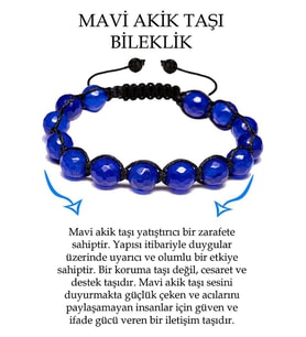 Sertifikalı Fasetli Mavi Akik Taşı Bileklik (Çok Renkli)