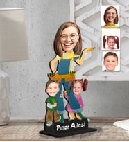 Kişiye Özel 2 Boyutlu Aile  Ahşap Biblo-9