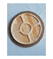 Gurme 5 Bölmeli Yuvarlak Ahşap Sunum Tabağı 30 Cm