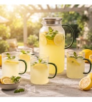 5 Parça Bardaklı Sürahi Seti - Cam - 1800 ml Sürahi - 4 Bardak