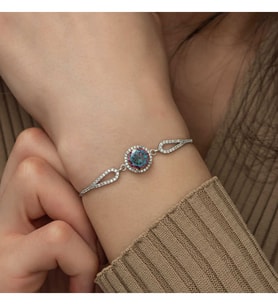 925 Ayar Gümüş Rodyum Kaplama Mistik Topaz Kadın Bileklik