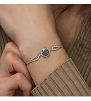 925 Ayar Gümüş Rodyum Kaplama Mistik Topaz Kadın Bileklik