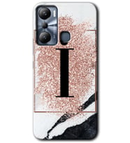 İnfinix Hot 20i Kılıf HD Desen Baskılı Kılıf - Pembe Mermer Desenli İ Harfi