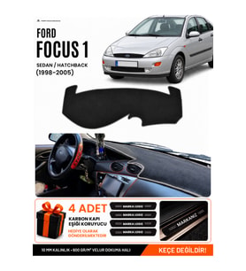 FORD FOCUS 1 (1998-2005) Uyumlu Torpido Örtüsü Torpido Kılıfı - Siyah Gri