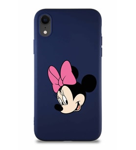 Apple iPhone XR Soft Premier Kapak Minnie Mouse-B Tasarımlı Silikon Kılıf - Lacivert (Şeffaf)