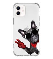 PrintiFy Apple iPhone 12 Uyumlu Köpek 2 Baskılı Şeffaf Köşe Korumalı Antişok Kılıf