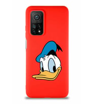 Xiaomi Mi 10T Soft Premier Kapak Donald Duck-B Tasarımlı Silikon Kılıf - Kırmızı (Şeffaf)