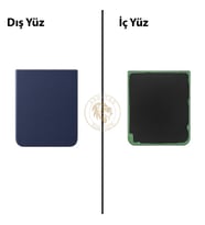 Samsung Galaxy Z Flip 4 Lacivert Renk Arka Kapak Arka Cam Batarya Kapağı Pil Kapağı Lazer Kesim Back Cover Galaxy Z Flip 4 Uyumlu