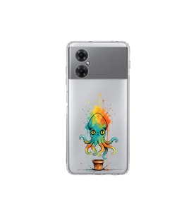 Redmi Note 11R ile uyumlu Splash ahtapot tasarımlı şeffaf silikon kılıf