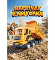 Oyuncak Sarı Hafriyat Kamyonu 17 cm - Damperli İnşaat Aracı - Çocuk Oyuncak Araba