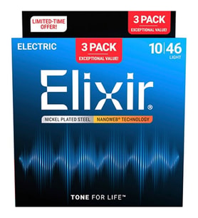Elixir Nanoweb 3’lü Paket Elektro Gitar Teli (010-046)