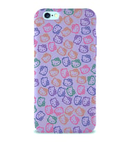 Apple iPhone 6 Uyumlu Lansman Kılıf Hello Kitty Tasarımlı İçi Kadife Kapak-Lila (Şeffaf)