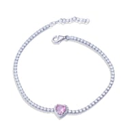 PANDORA MODEL KALPLİ BİLEKLİK PEMBE TAŞLI SUYOLU 925 AYAR GÜMÜŞ BİLEKLİK