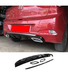 Hyundai i20 Difüzör Parlak Siyah Egzoz Görünüm 2014 2015 2016 2017 2018 Arka-difizör-bodykit-ek