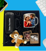 Kişiye Özel Premium Kutu Kulplu Termos Bardak Fotoğraflı Kupa Bardak Peluş Ayıcık Anahtarlık Ahşap Kahve Mdf Masaüstü Resimli Ahşap Çerçeve iki adet