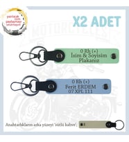 Yolculara Özel Kişiselleşmiş , İsim Plaka ve 0 Rh (+) Kan Grubu Yazılı x2 Anahtarlık, Yeşil-Mavi-SK (Çok Renkli)