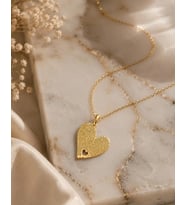 Kişiye Özel 925 Ayar Gümüş Kalp Model Parmak İzi Kolye (Gold)