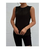 Kadın Askılı Yuvarlak Büzgü Yaka Sandy Bluz