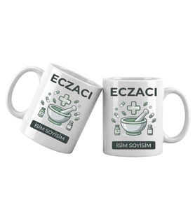 Kişiye Özel Eczacı Kupa Bardak – İsim Yazılı Eczacıı Kupası Eczacı Hediyesi (Beyaz)