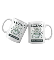 Kişiye Özel Eczacı Kupa Bardak – İsim Yazılı Eczacıı Kupası Eczacı Hediyesi (Beyaz)