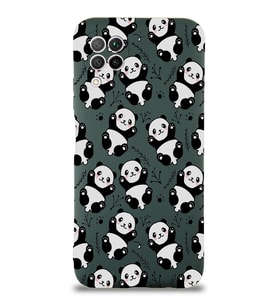 Huawei P 40 Lite Uyumlu Lansman Kılıf Panda Tasarımlı İçi Kadife Kapak-Yeşil (Şeffaf)