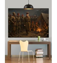 Mustafa Kemal Atatürk Ve Askerler Dekoratif Kanvas - Mdf Ahşap Tablo