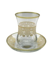 Desenli 6 Kişilik Çay Bardağı Seti (Çok Renkli)