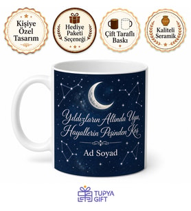 Let's Sleep Under The Stars Temalı Yıldızlar Altında Uyumayı Sevenlere Kupa Bardak Hediye