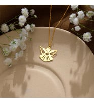 Kişiye Özel Şık Melek Figürlü Kolye 925K Gümüş (Gold)