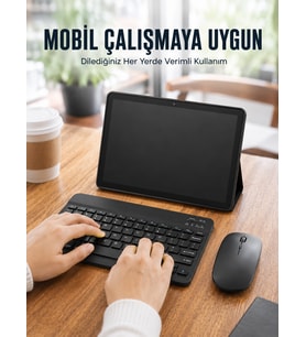 Bluetooth Klyeli Android Tablet Seti SIM Kart Destekli Kablosuz Mouse ve Mobil Çalışma Deneyimi