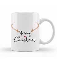 Merry Christmas Red Nose Antler Gift Kupa Bardak Porselen