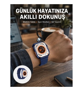 Mey İthalat® Akıllı Saat 360 mAh Çoklu Spor Modlu Lacivert Siyah Kordon Yeni Nesil