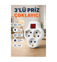 Anahtarlı 3’lü Topraklı Priz Çoğaltıcı – Kablosuz Duvar Tipi Adaptör
