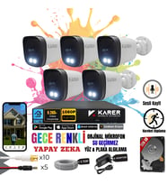 ExitCam 5 Kameralı 2 MP Full HD AHD Güvenlik Kamera Sistemi – Sesli, Gece Renkli, 320 GB HDD, 8 Kanal DVR