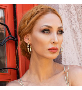 Peridot Taşlı Mekik Modeli Gold Kaplama Gümüş Halka Küpe