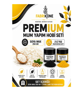 Premium Mum Yapım Hobi Seti - Soya Wax 250 gr - 2'li Toz Mum Boyası Seti - Siyah, Sarı BKFABSW2502SSR