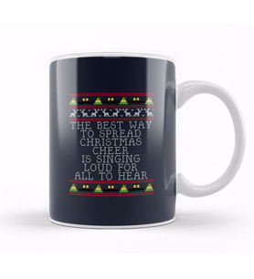 Christmas Cheer Elf Quote Knit Kupa Bardak Porselen