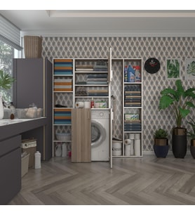 Kenzlife çamaşır makinesi dolabı kasparovmega crd 180*156*55-20 banyo kapaklı arkalıksız (Karışık)