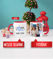 Beden Eğitimi Öğretmenine Hediye Beden Eğitimi Öğretmeni Kupa Bardak Kırmızı Fotoğraflı