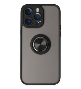 Newface Apple iPhone 14 Pro Kılıf Montreal Yüzüklü Silikon Kapak - Siyah