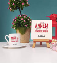 Anneler Günü Hediyesi Anneye Hediye - 7 - Türk Kahvesi Fincanı ve Dekoratif Taş Baskı Hediye Seti