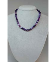Akik Taşı Mor Kolye 8mm (7777) (Klipsli)