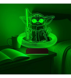 Luvivia Çizgi Film Yoda 3D Lamba - Masa Gece Lambası