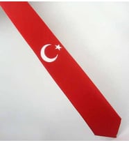 Ay-Yıldız Desenli Dokuma Kırmızı Kravat - AK-01 (Renksiz)