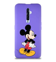 Oppo Reno 2Z Soft Premier Kapak Mickey Mouse-D Tasarımlı Silikon Kılıf - Mor (Şeffaf)