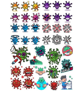 Virüs Sticker Set-6 25 Parça Telefon, Tablet, Defter, Laptop Sticker