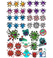 Virüs Sticker Set-6 25 Parça Telefon, Tablet, Defter, Laptop Sticker