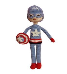 Kaptan Amerika Bebek Amigurumi Organik Oyuncak