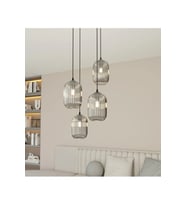 Mylights Dörtlü 4lü Modern Sarkıt Avize Füme Cam Başlık Siyah Modern Salon Oturmaodası Masaüstü